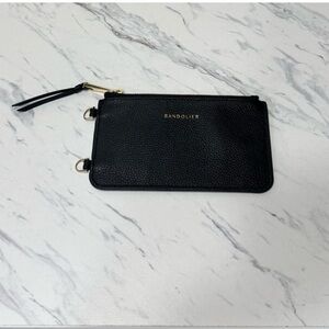 Bandolier Black Leather Pouch with Gold Accents
